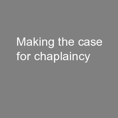 Making the Case for chaplaincy
