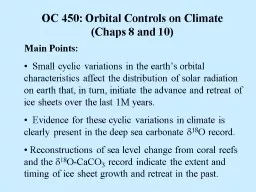 OC 450: Orbital Controls on Climate