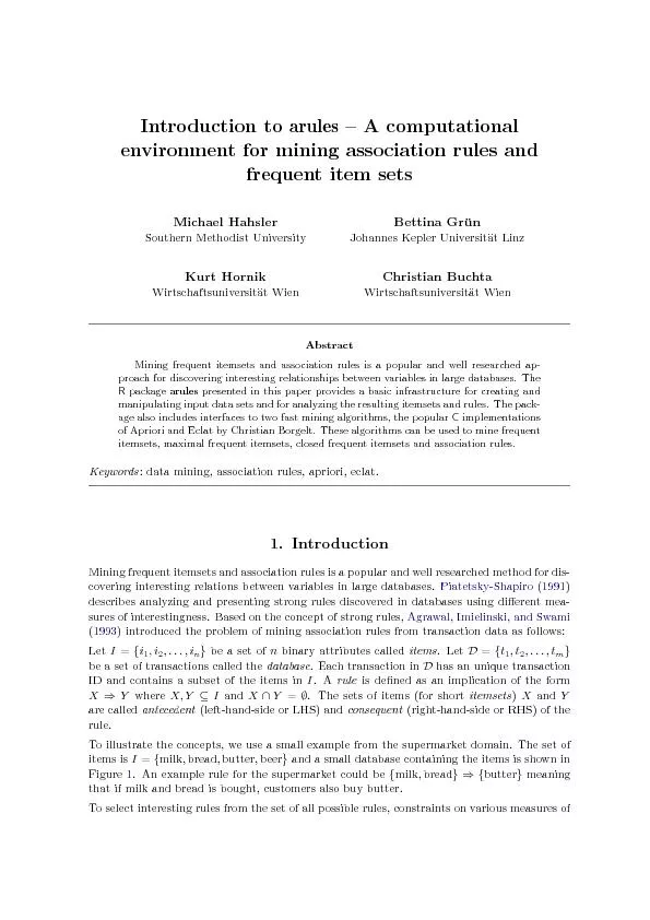 Introductiontoarules{Acomputationalenvironmentforminingassociationrule