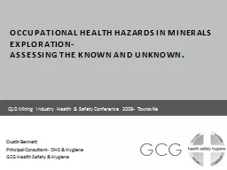 Occupational Health Hazards in Minerals Exploration-