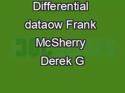 Differential dataow Frank McSherry Derek G