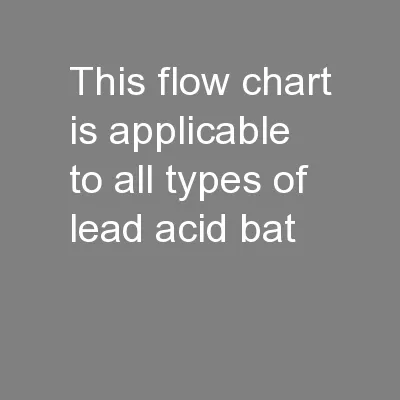 This flow chart is applicable to all types of lead acid bat