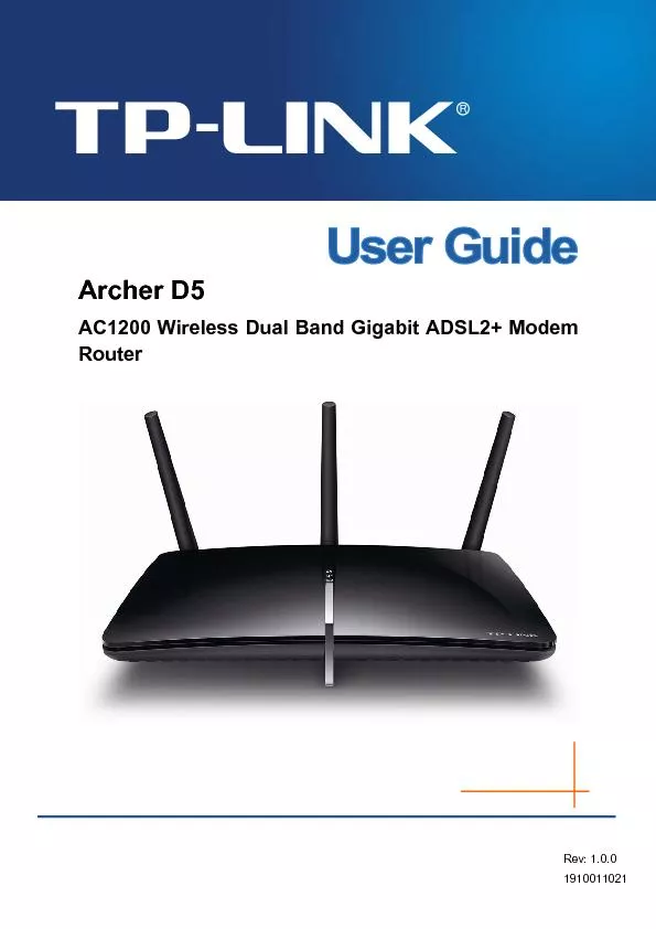 Archer D5 AC1200 Wireless Dual Band Gigabit ADSL2+ Modem Router 
...