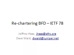 Re-chartering BFD – IETF 78