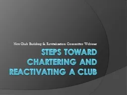 steps toward chartering and reactivating a Club