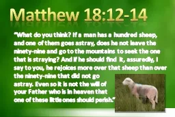 Matthew 18:12-14