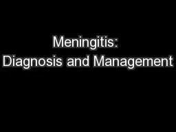 Meningitis: Diagnosis and Management