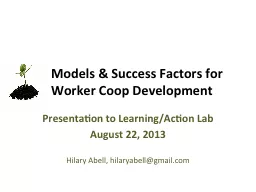 Models & Success Factors for Worker Coop Development