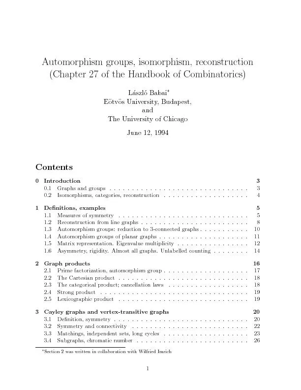 Automorphismgroups,isomorphism,reconstruction(Chapter27oftheHandbookof
