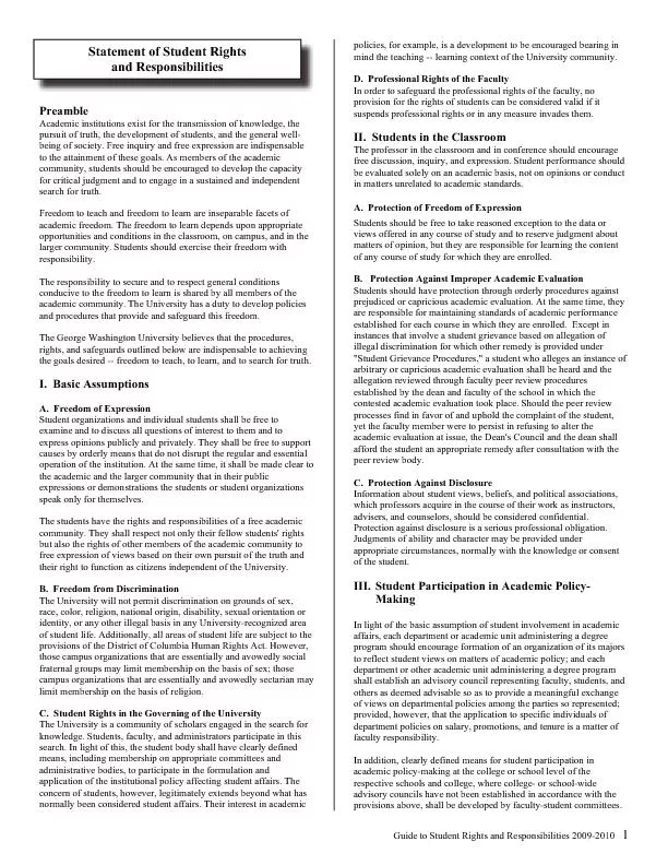 Guide to Student Rights and Responsibilities2009-2010   Preamble Acade