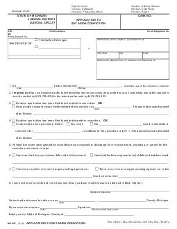 Forms MC  and MC  APPLICATION TO SET ASIDE CONVICTION AND ORDER Use form MC  to 