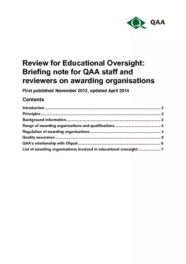 Review for Educational Oversight: