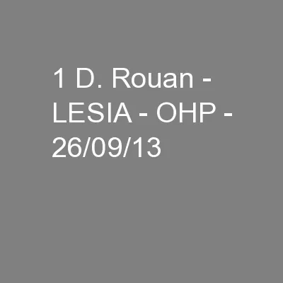 1 D. Rouan - LESIA - OHP - 26/09/13