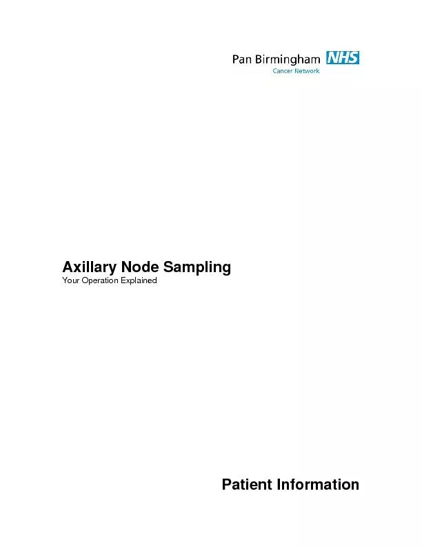 Axillary Node Sampling  Your Operation Explained