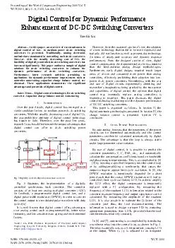 Abstract  In this paper an overv iew of recent advances in digital control of low to mediumpower