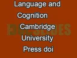 Bilingualism Language and Cognition      Cambridge University Press doi