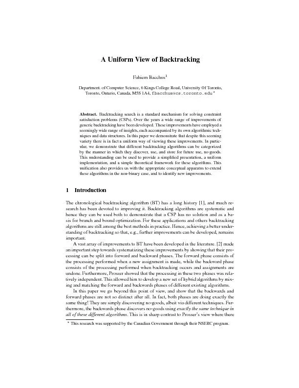 AUniformViewofBacktracking3algorithmsarepresentednext.Andweclosewithad
