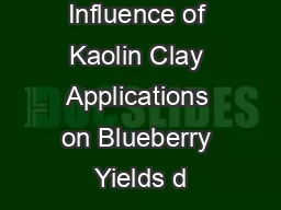 Influence of Kaolin Clay Applications on Blueberry Yields d