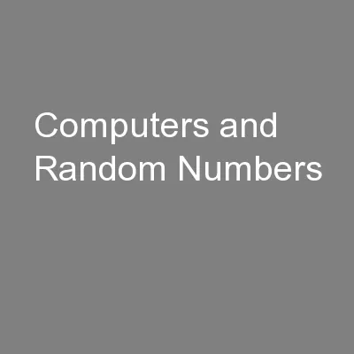 Computers and Random Numbers