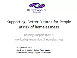 Supporting Better Futures for People at risk of homelessnes