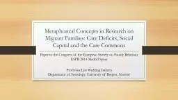 Metaphorical Concepts in Research on Migrant Families: Care