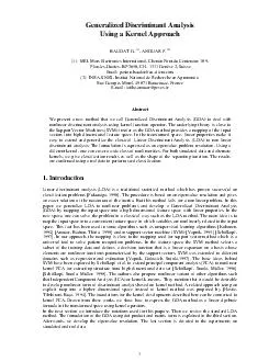 Generalized Discriminant Analysis Using a Kernel Approach BAUDAT G