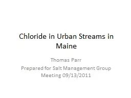Chloride in Urban Streams in Maine