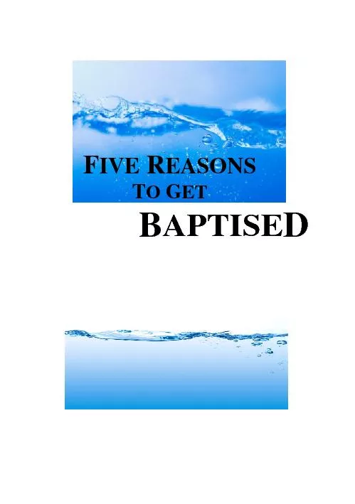 five reasons why we follow god s choice to baptise