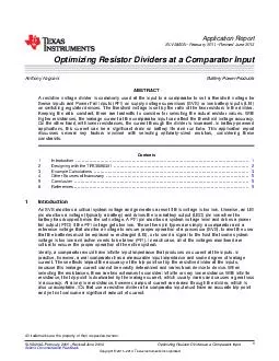 Application Report SLVAA February  Revised June  Optimizing Resistor Dividers at Comparator Input Anthony Fagnani