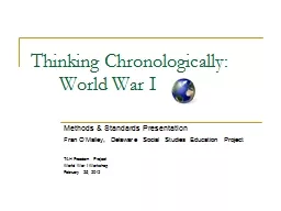 Thinking Chronologically: 		World War I