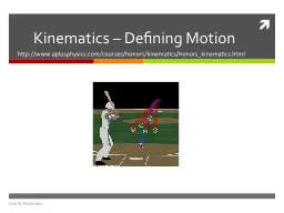 Kinematics – Defining Motion