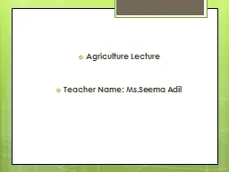 Agriculture Lecture