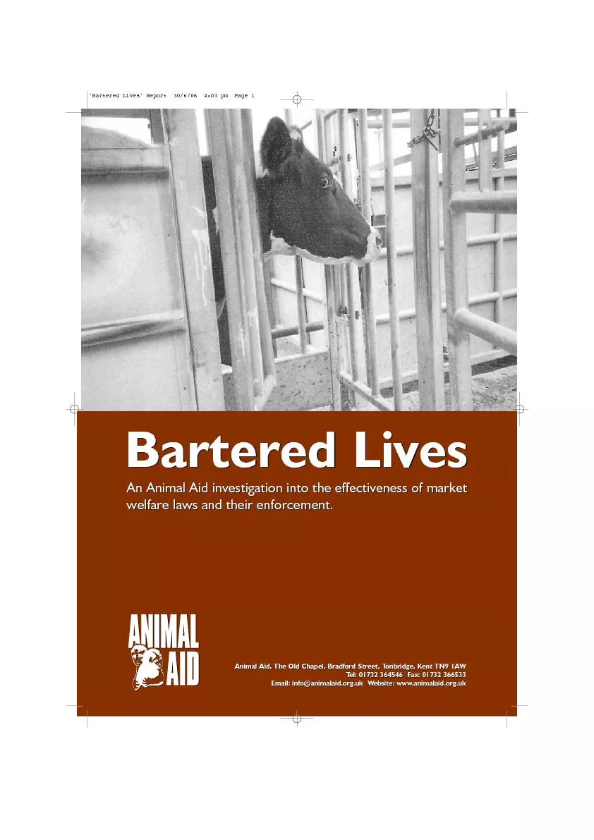 Bartered LivesAn Animal Aid investigation into the effectiveness of ma