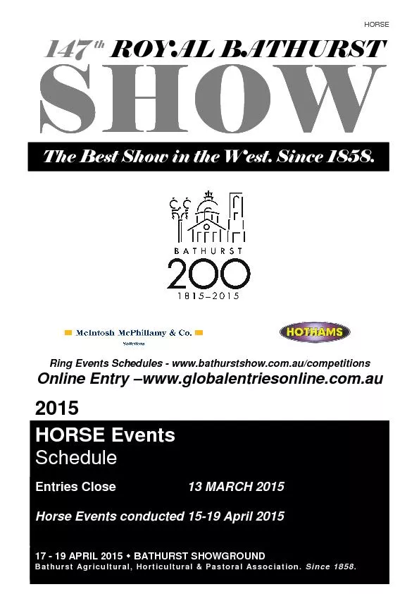 HORSE Events Schedule