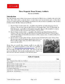 VIP Club document Page of  Three Magnetic Drum Memor y Artifacts By Larry D