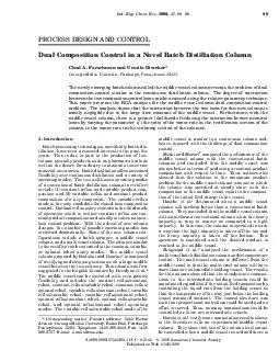PROCESS DESIGN AND CONTROL Dual Composition Control in a Novel Batch Distillation Column