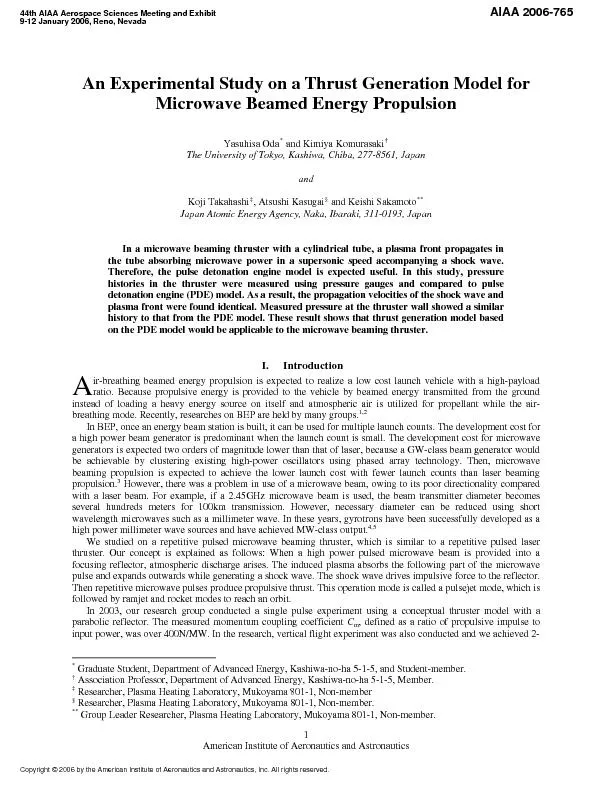 An Experimental Study on a Thrust Generation Model for Microwave Beame