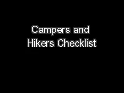 Campers and Hikers Checklist