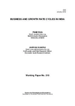 CDE January   BUSINESS AND GROWTH RATE CYCLES IN INDIA PAMI DUA Email  dua econdse