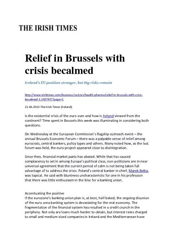Relief in Brussels with