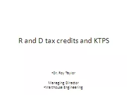R and D tax credits and KTPS