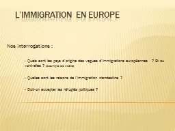 L’immigration en Europe