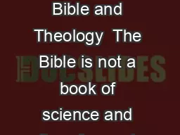 Interpretation Journal of Bible and Theology  The Bible is not a book of science and therefore