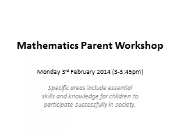 Mathematics Parent Workshop