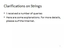 Clarifications on Strings