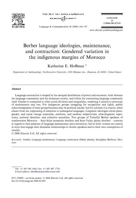 Berberlanguageideologies,maintenance,andcontraction:Genderedvariationi