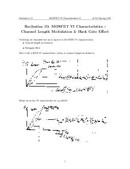 Recitation  MOSFET VI Characteristics II