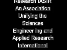 International Association of Scientific Innovation and Research IASIR An Association Unifying