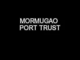 MORMUGAO PORT TRUST