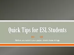 Quick Tips for ESL Students